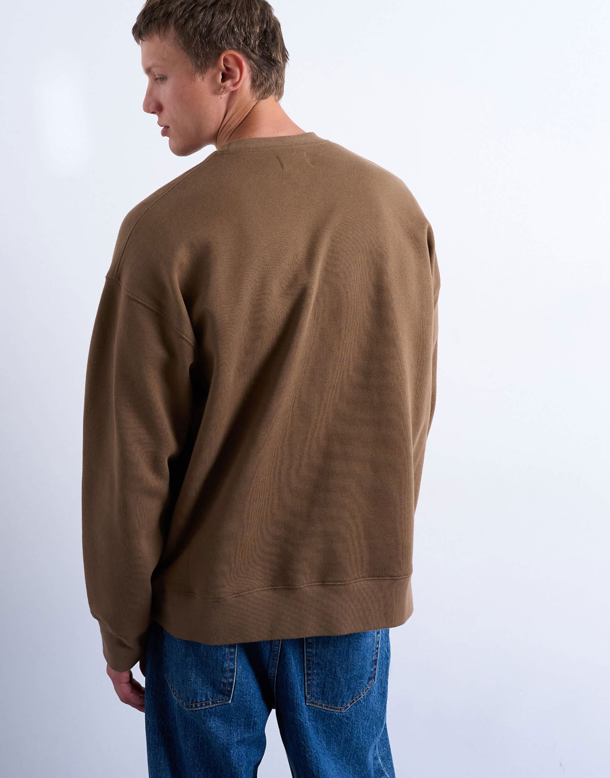 Topman oversized fit sweatshirt with letter embroidery in brown