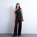 Topshop clean pull on tailored trouser in burgundy
