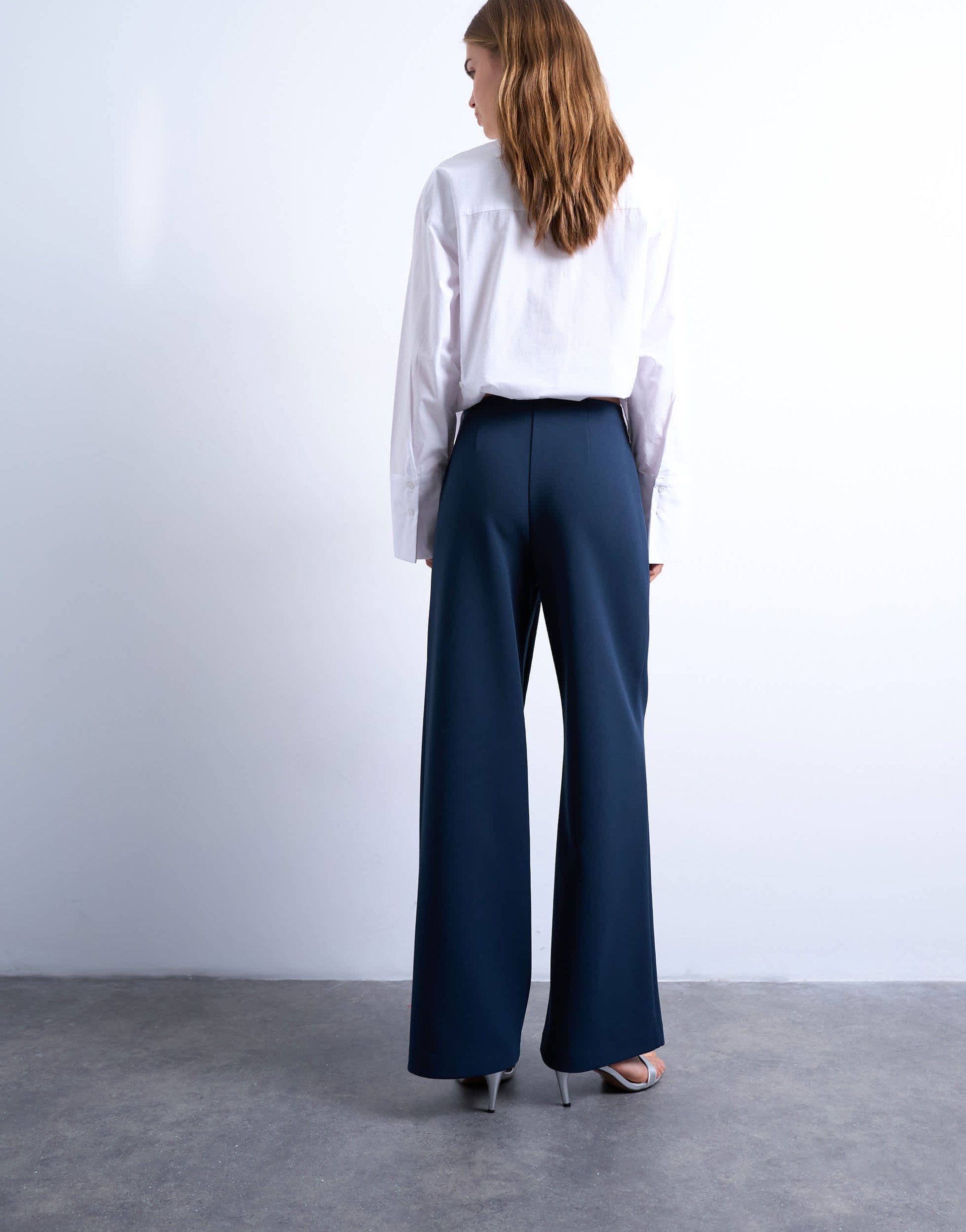 Topshop clean pull on tailored trouser in navy 