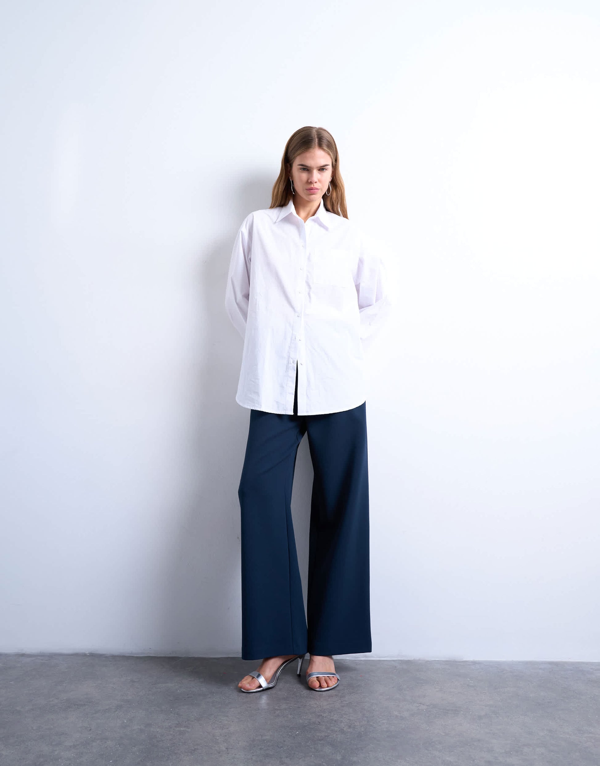 Topshop clean pull on tailored trouser in navy 