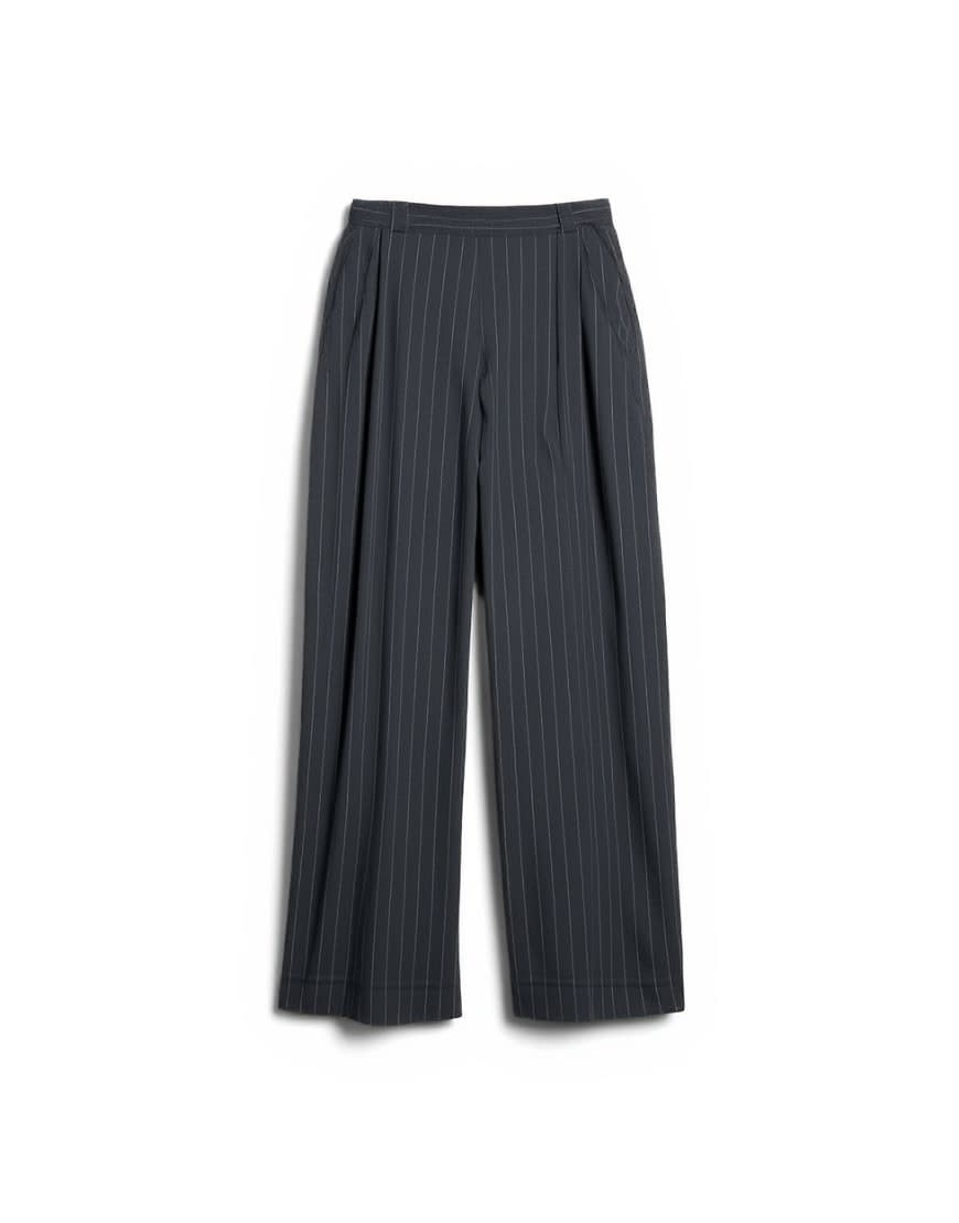Topshop tailored stripe barrel leg trouser in grey