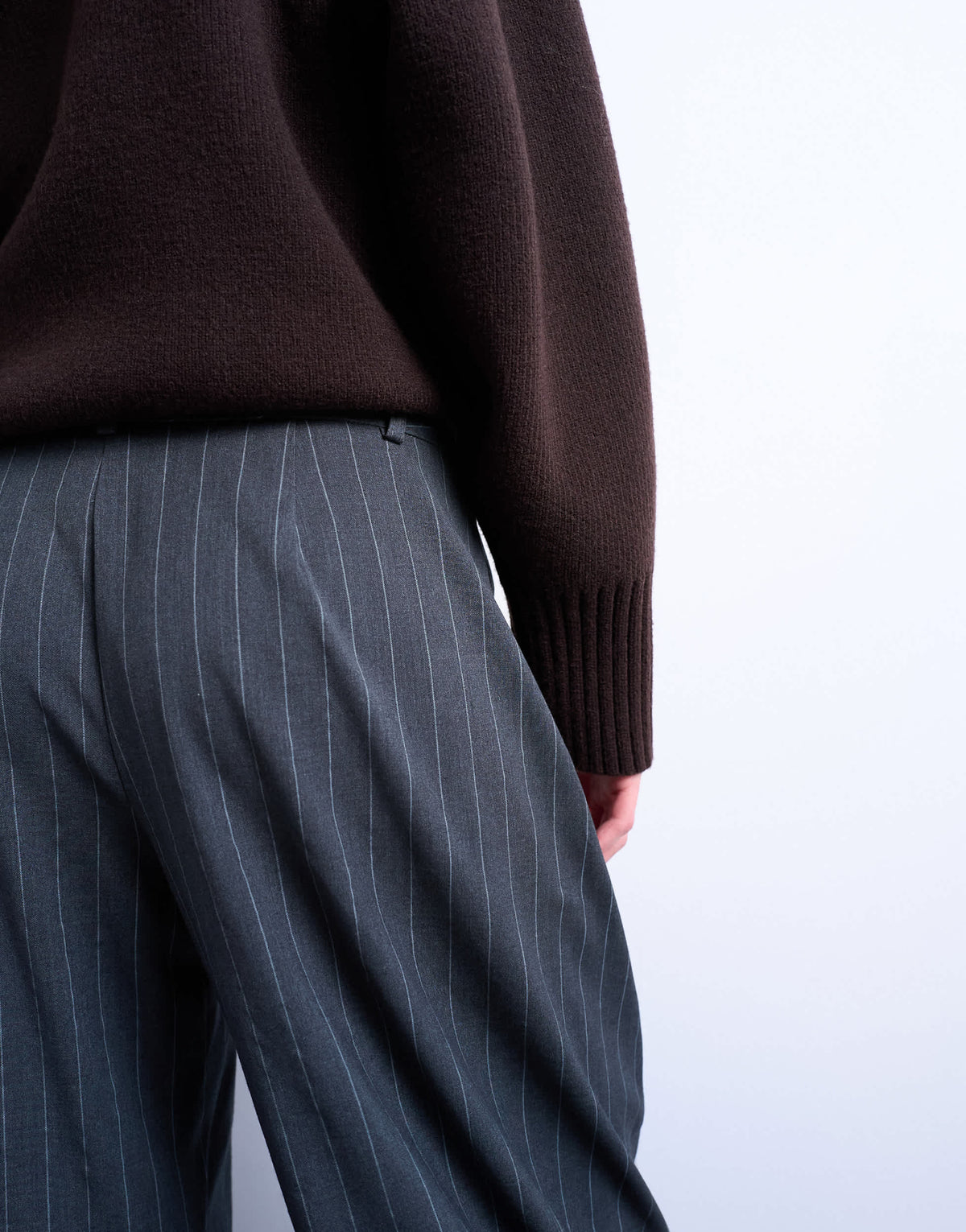 Topshop tailored stripe barrel leg trouser in grey