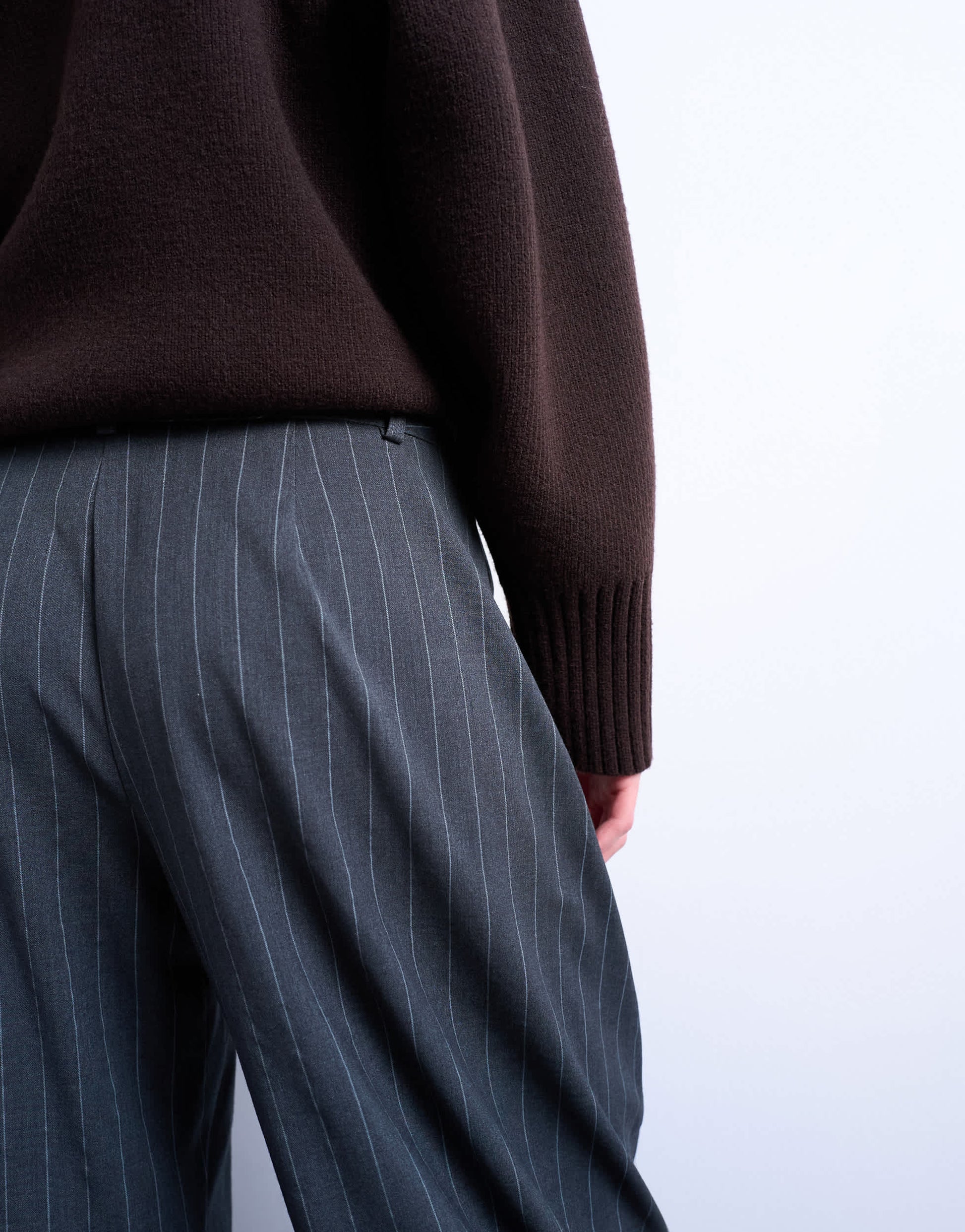 Topshop tailored stripe barrel leg trouser in grey