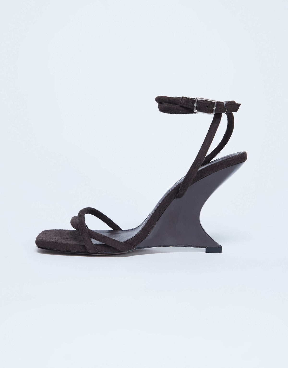 Topshop Alexa sculptured wedge sandal in chocolate