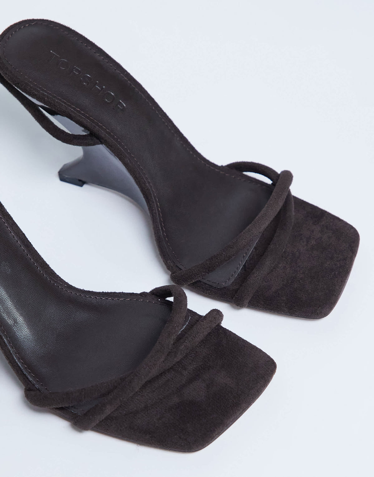 Topshop Alexa sculptured wedge sandal in chocolate