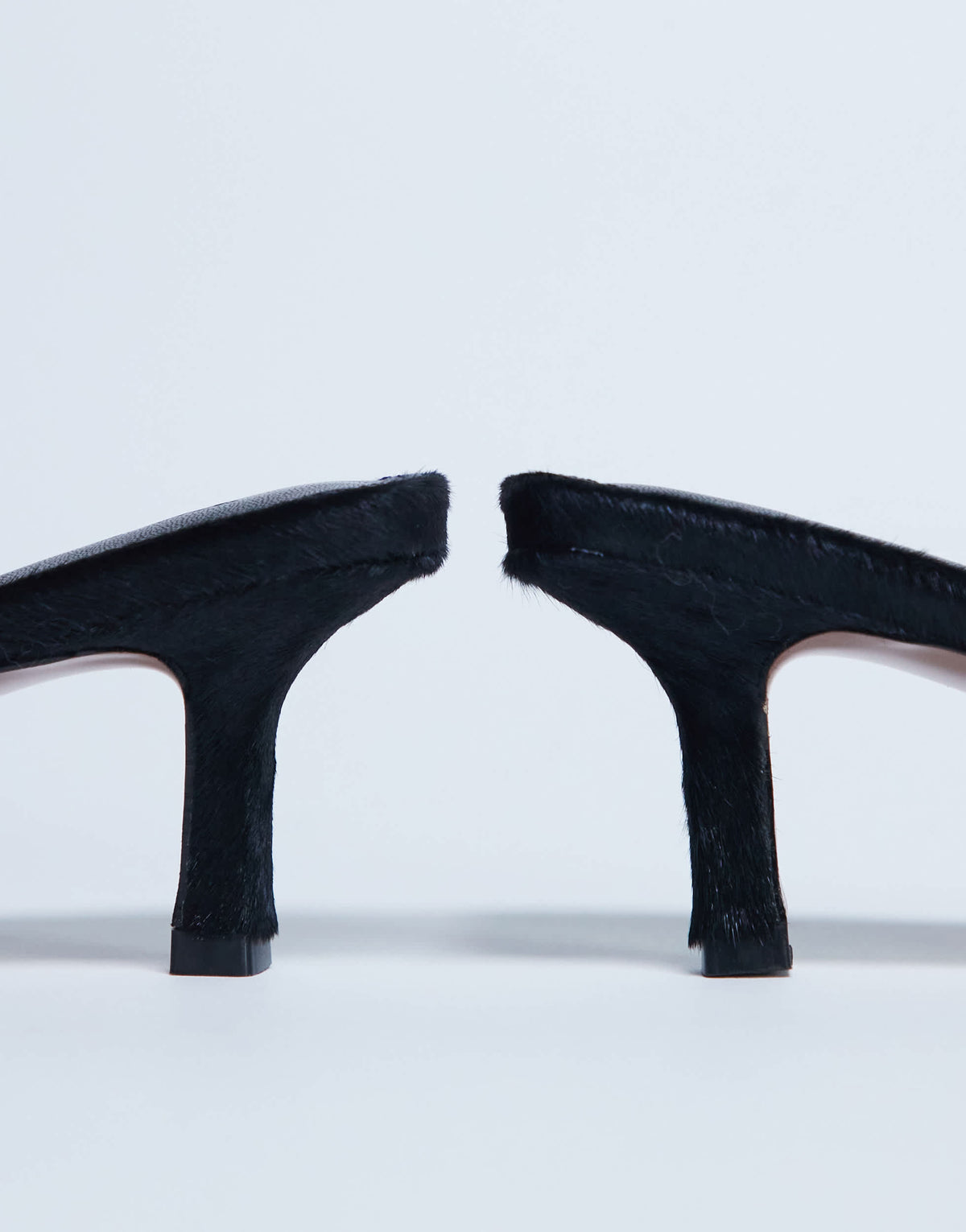 Topshop Astrid diamante heeled mule in black hair on real leather