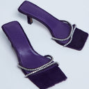 Topshop Astrid Strass-Pantolette mit Absatz aus lila Echtleder
