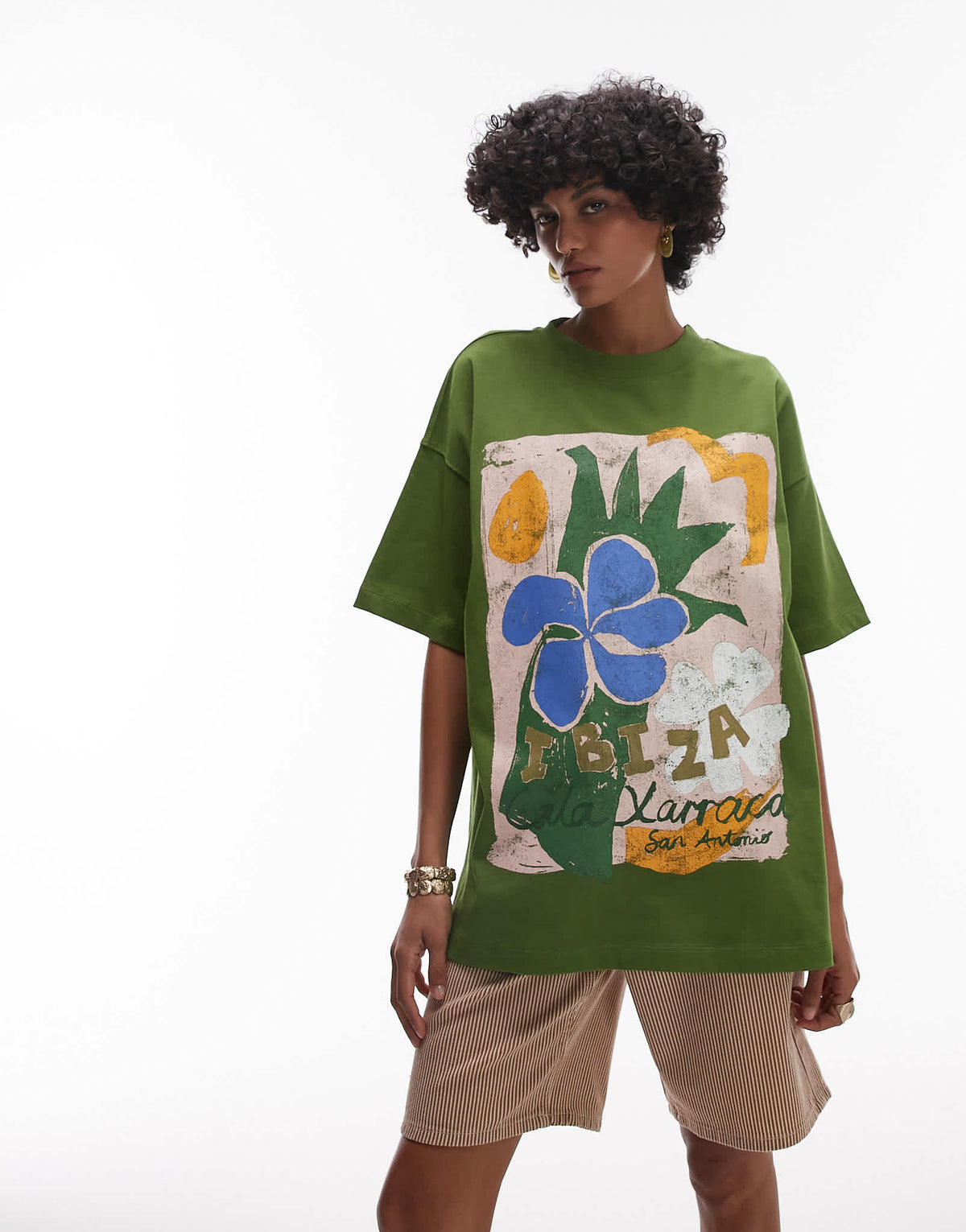 Topshop jersey graphic Ibiza t-shirt in green