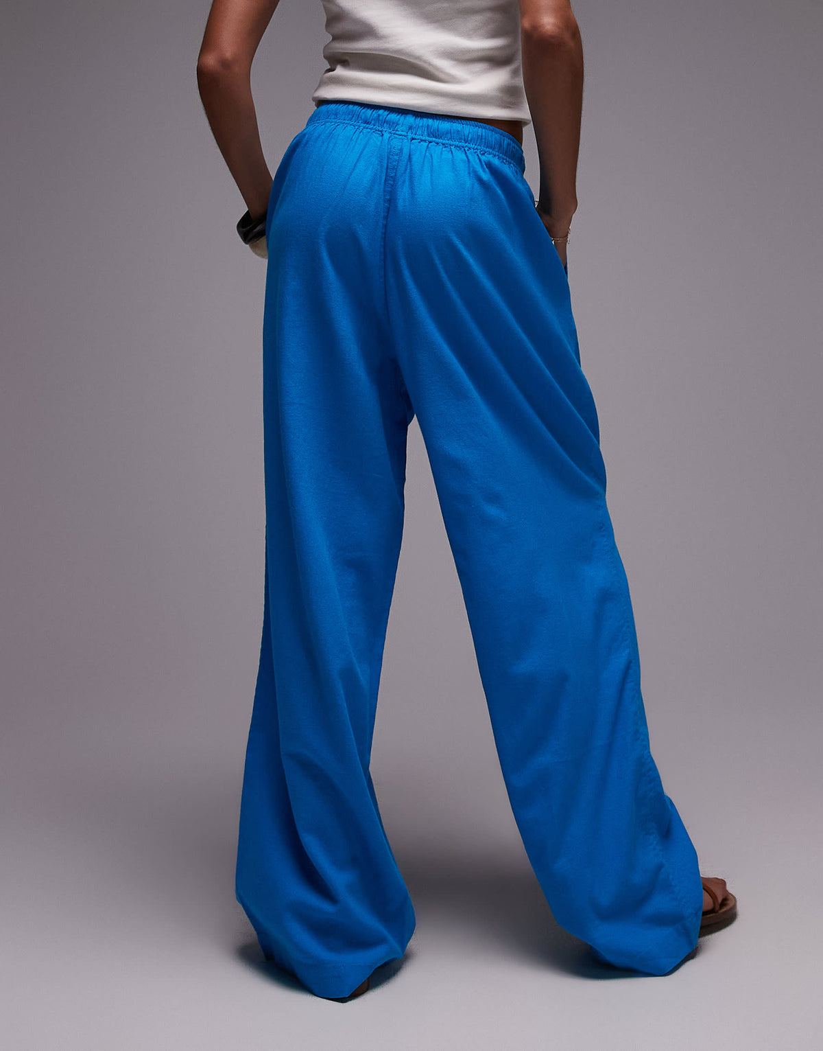 Topshop linen balloon trouser in turquoise