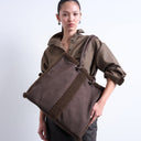 Topshop Tate shearling tote bag in chocolate