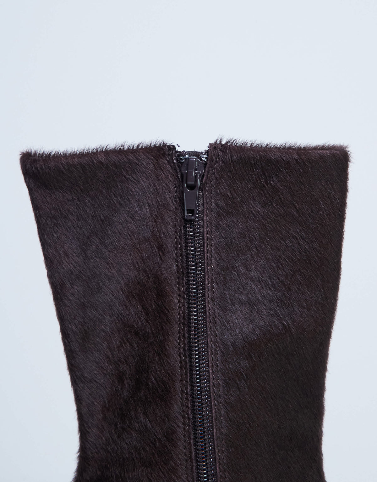 Topshop Poppy point toe ankle boot in chocolate hair on real leather