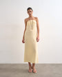 Topshop cowl back bandeau midi dress in buttermilk