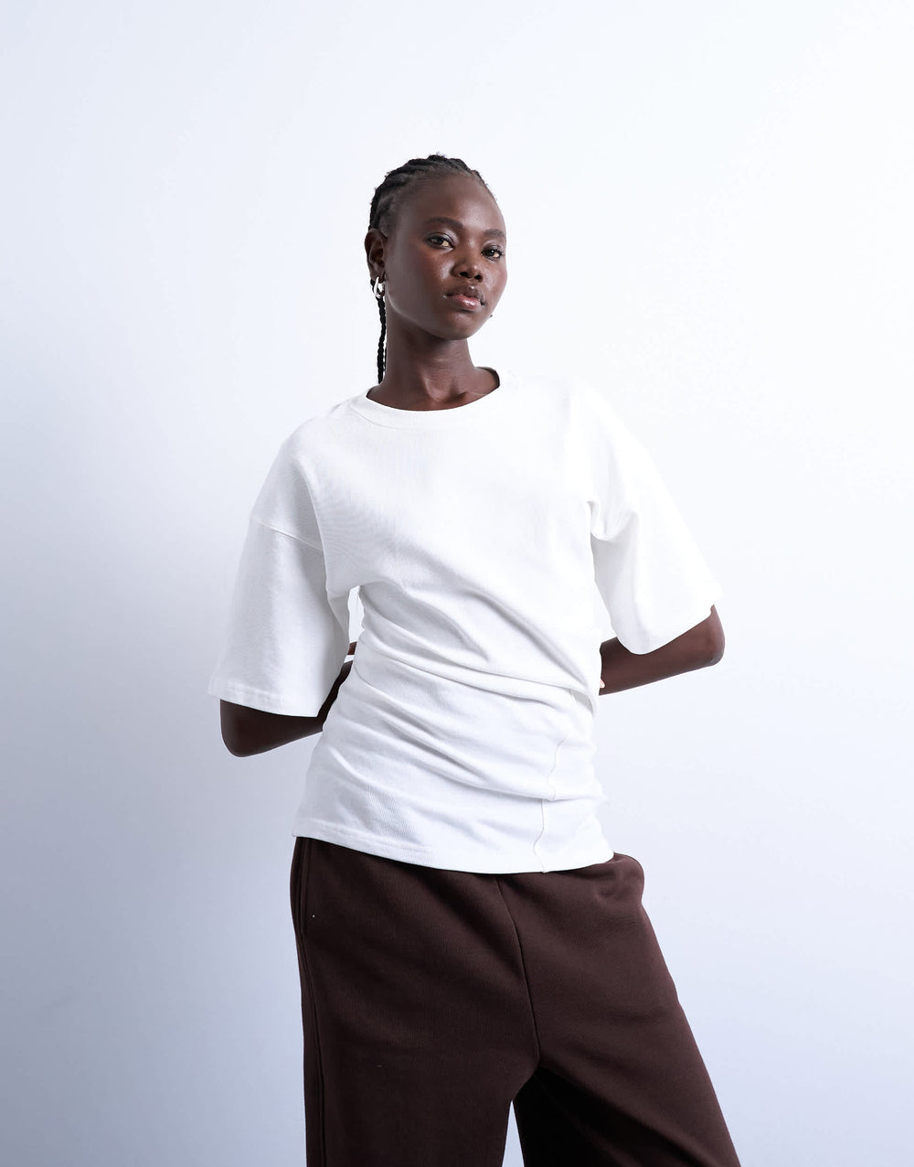 Topshop twisted detail t-shirt in ivory