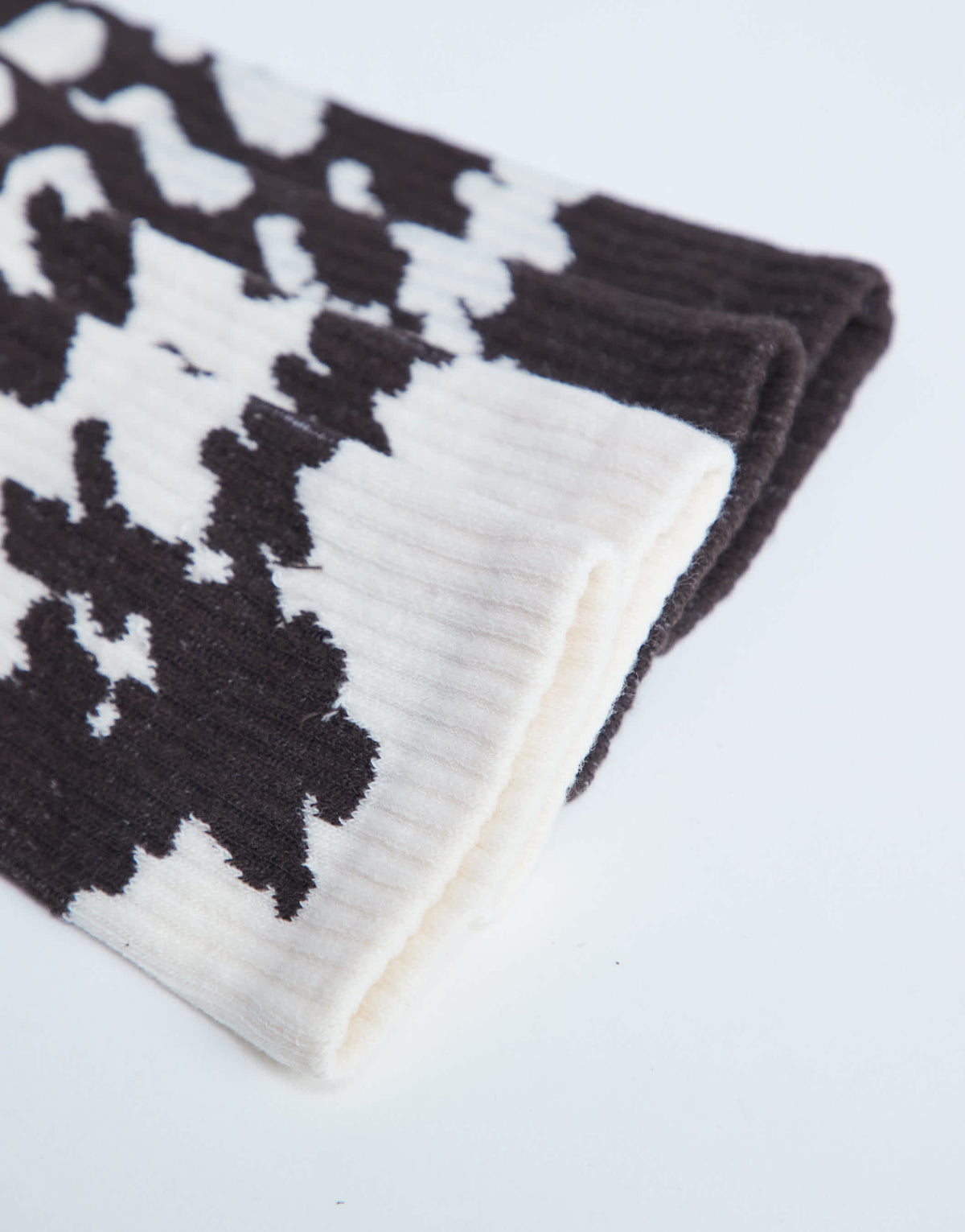 Topshop 2pk sporty rib cow print socks in choc and cream cow
