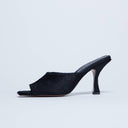 Mule à talon Topshop Fox en cuir véritable et poils noirs