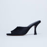 Topshop Fox heeled mule in black hair on real leather