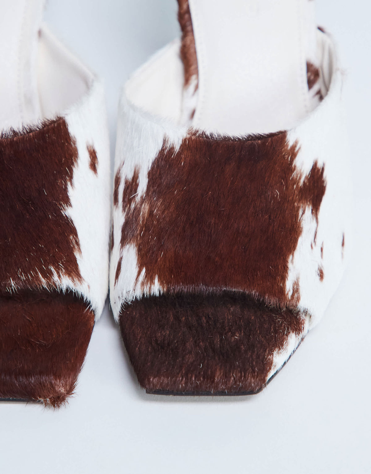 Topshop Fox heeled mule in cow print hair on real leather
