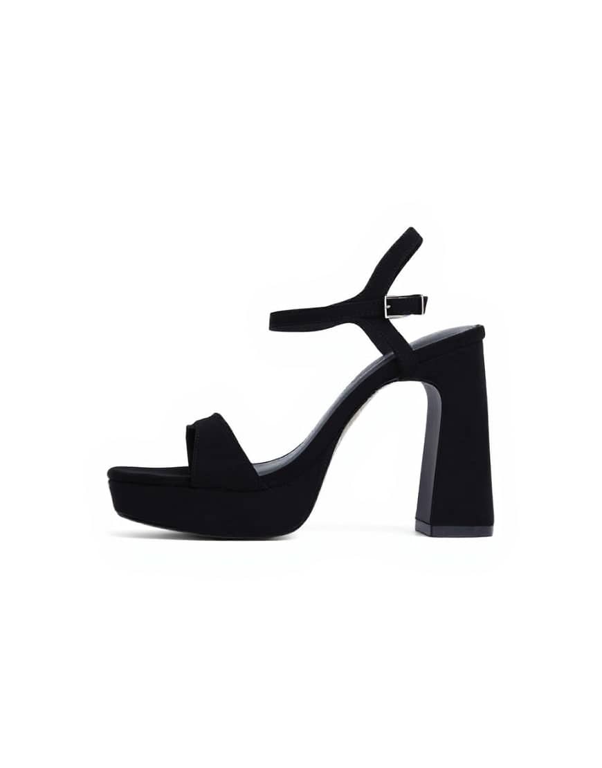 Topshop Faye chunky platform heeled sandal in black 