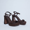 Topshop Faye chunky platform heeled sandal in chocolate