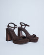 Topshop Faye chunky platform heeled sandal in chocolate