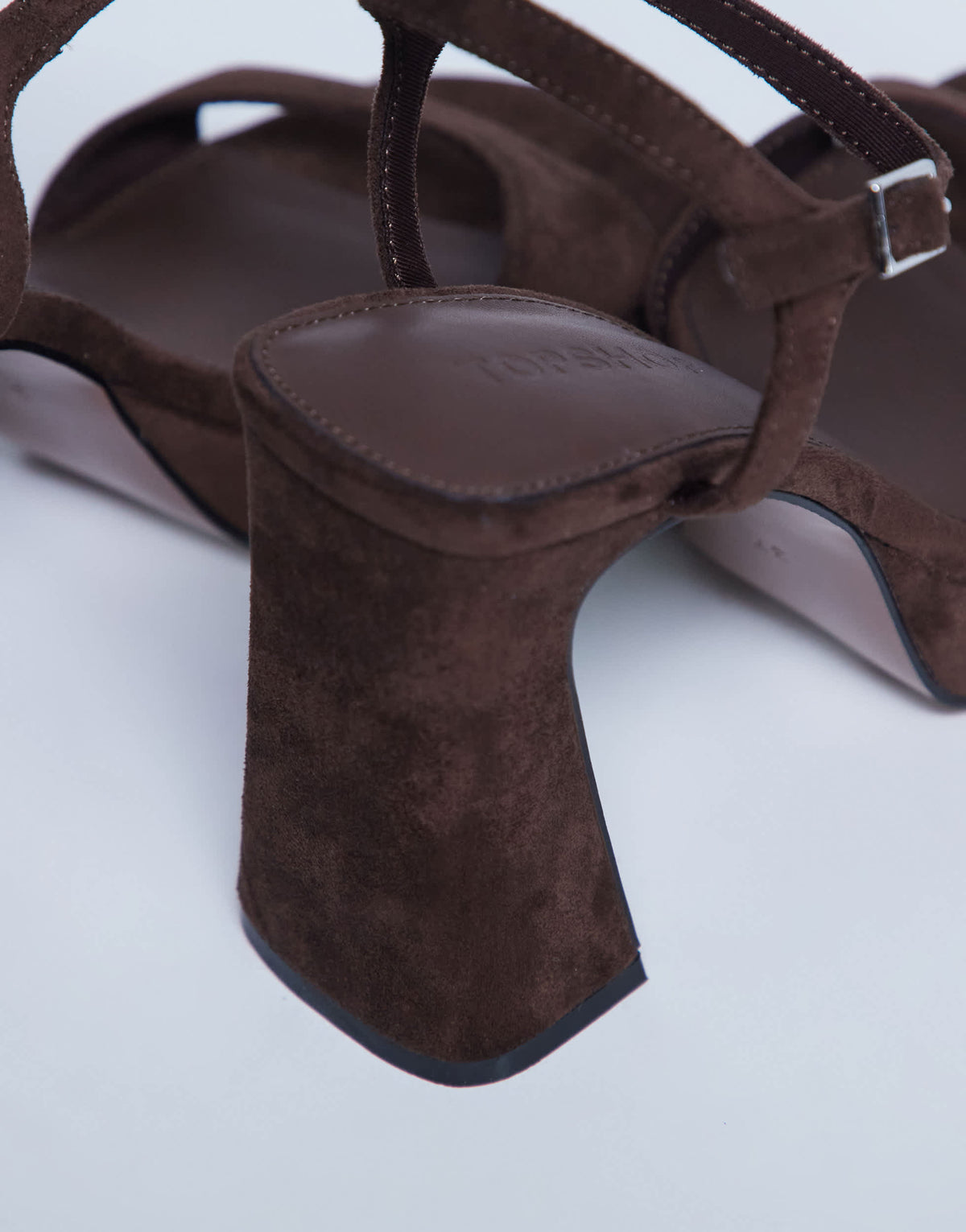 Topshop Faye chunky platform heeled sandal in chocolate
