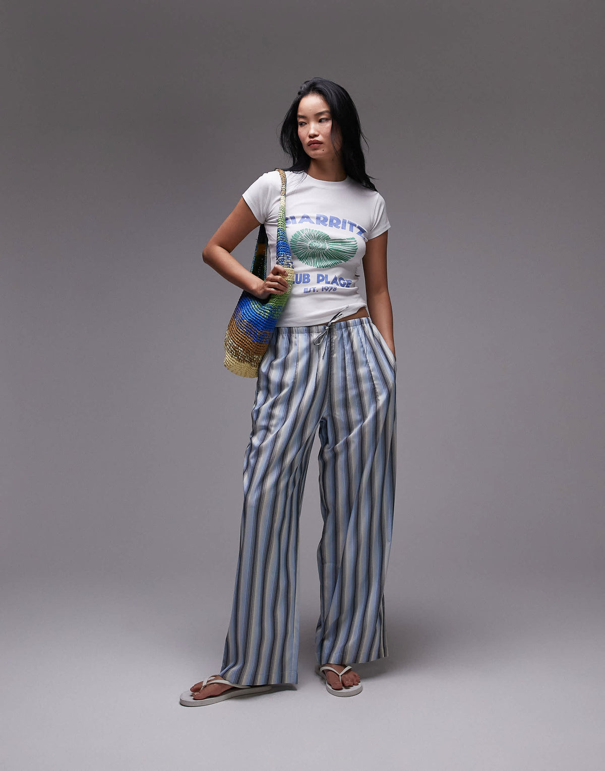Topshop graphic Biarritz everyday tee in white