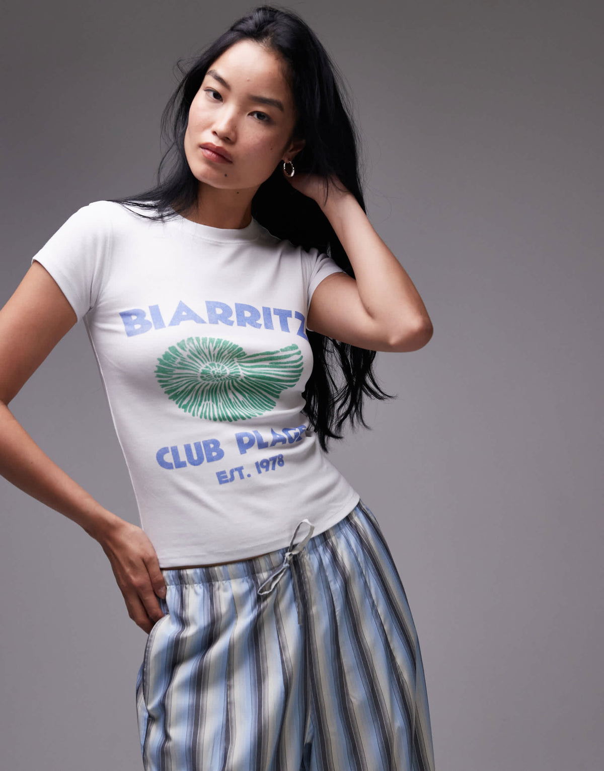 Topshop graphic Biarritz everyday tee in white