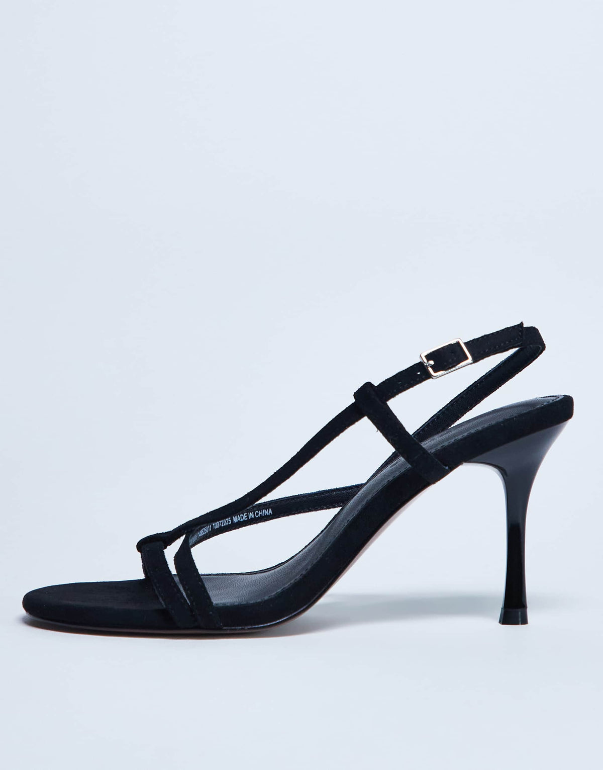 Topshop Felicity strappy high heeled sandal in black faux suede 