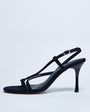Topshop Felicity strappy high heeled sandal in black faux suede 