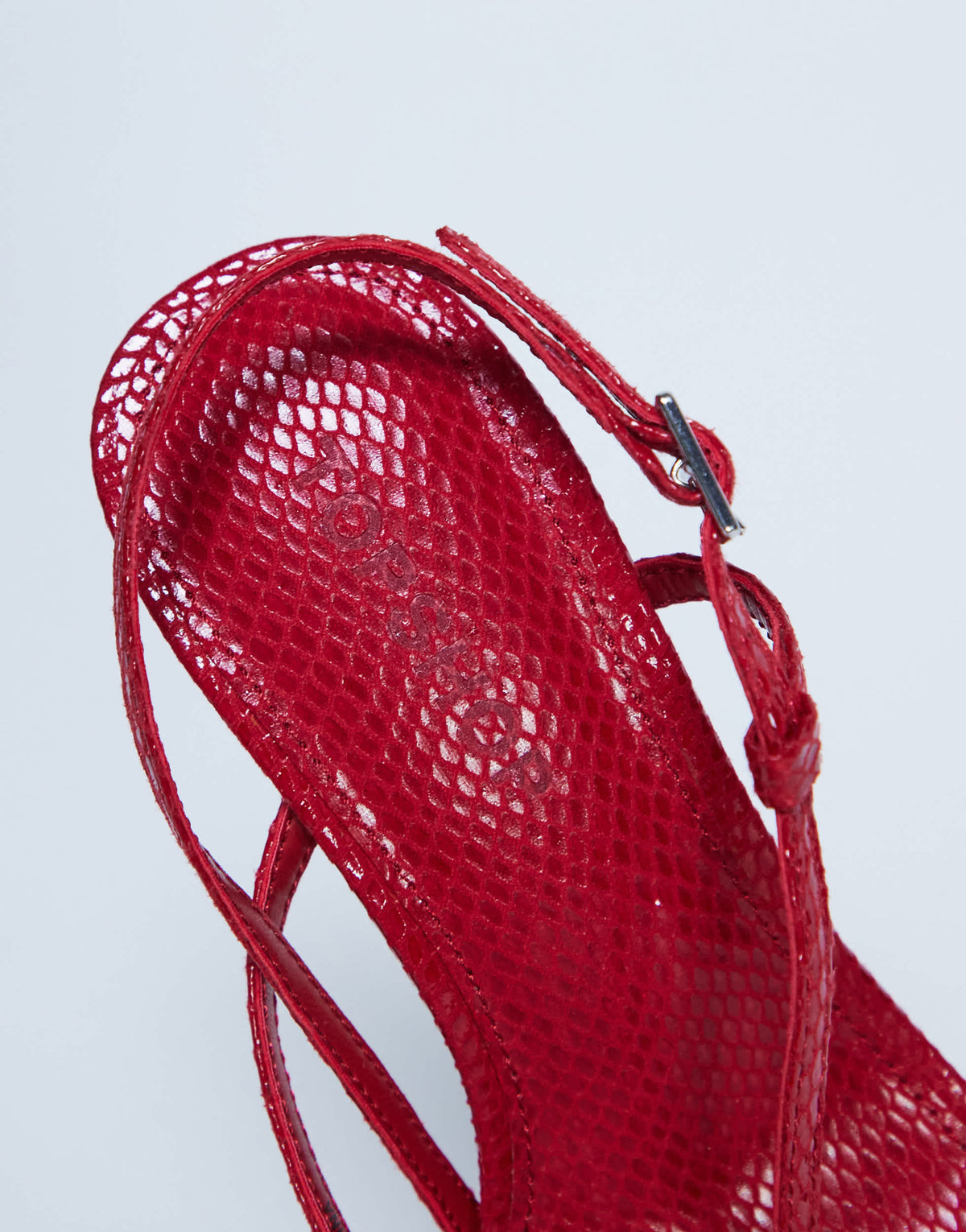 Topshop Felicity strappy high heeled sandal in red snake