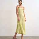 Topshop cowl back bandeau midi dress in lime