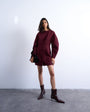 Topshop cocoon structured mini dress in woven port royale