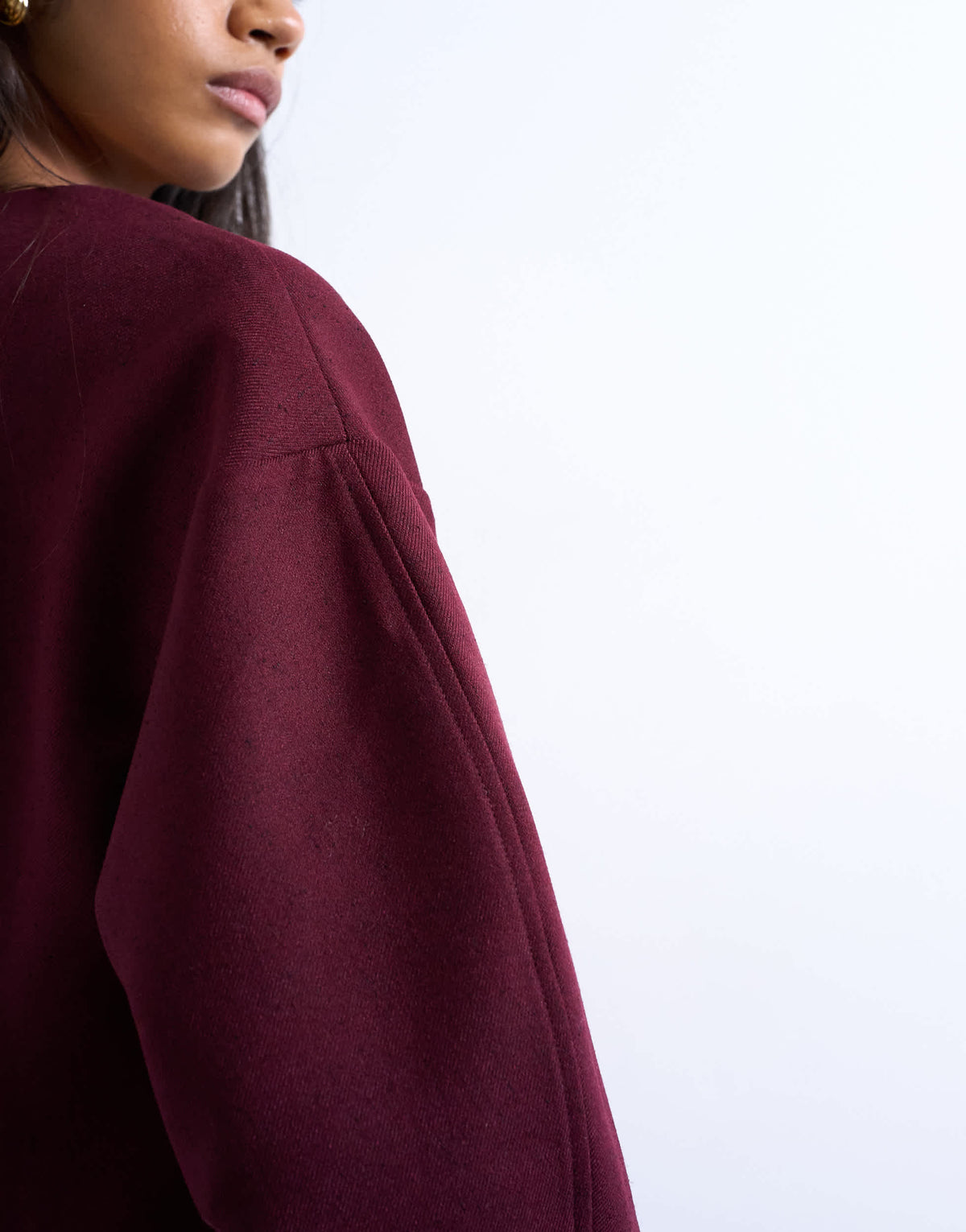 Topshop cocoon structured mini dress in woven port royale