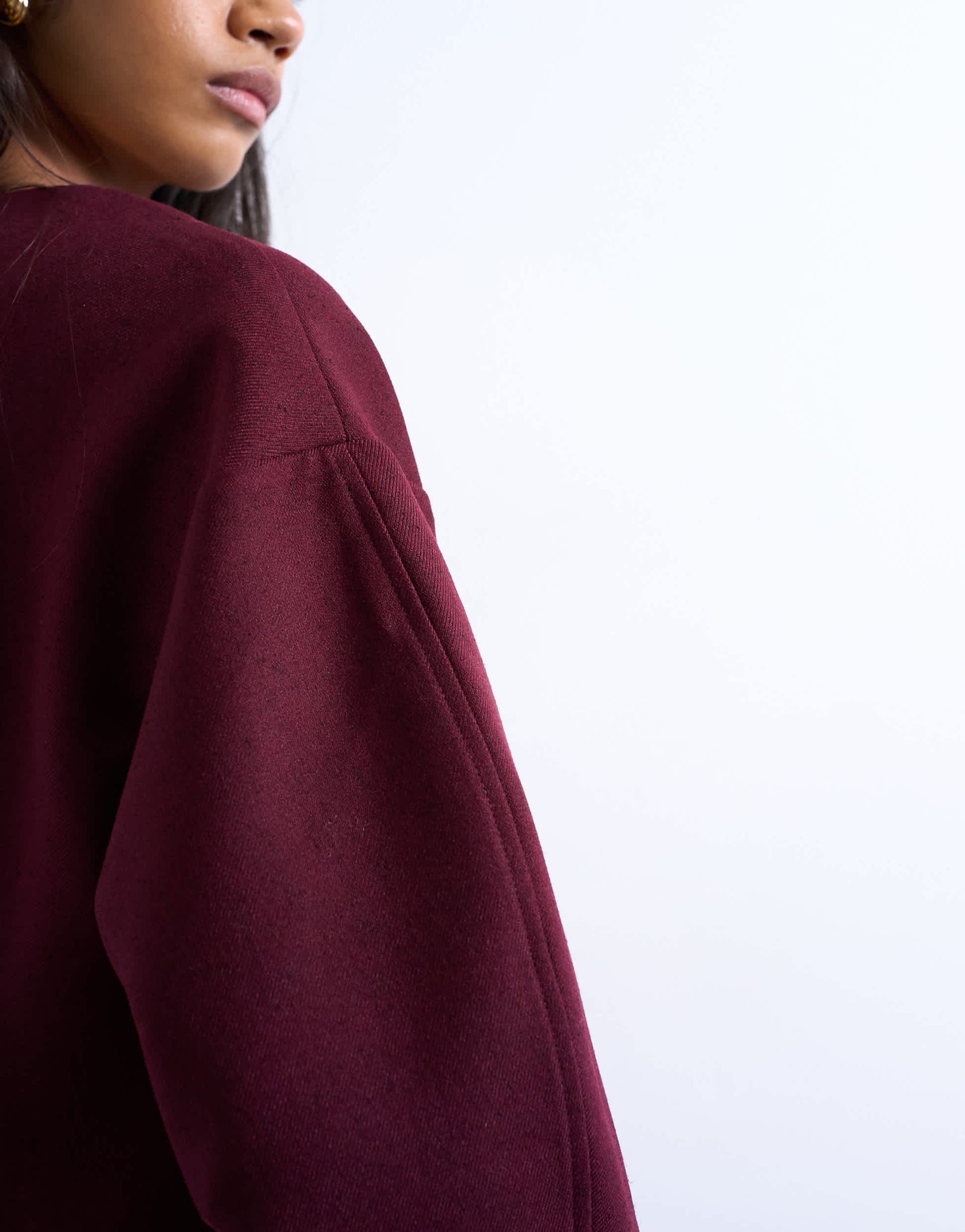 Topshop cocoon structured mini dress in woven port royale