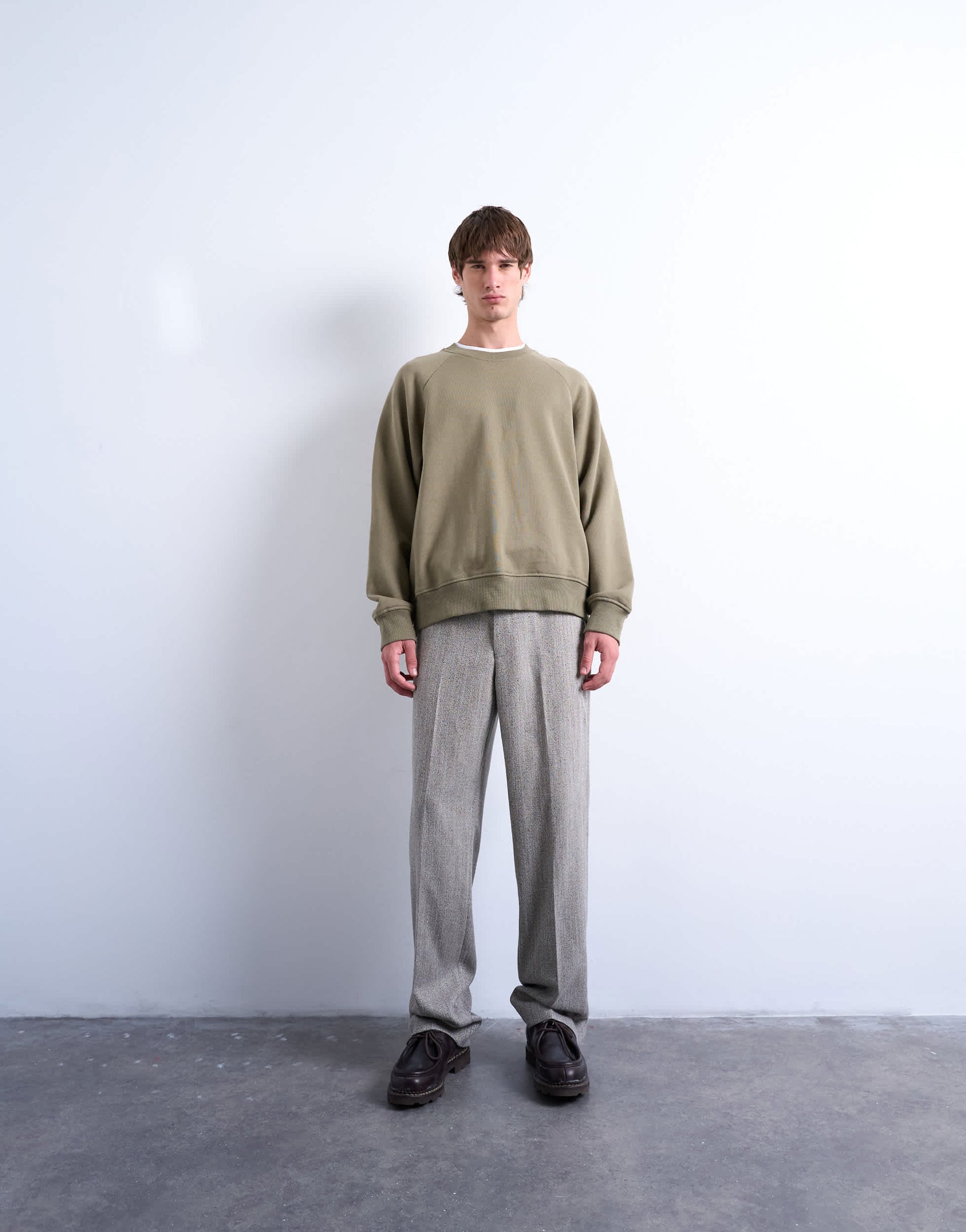 Topman boxy fit raglan sweatshirt in khaki