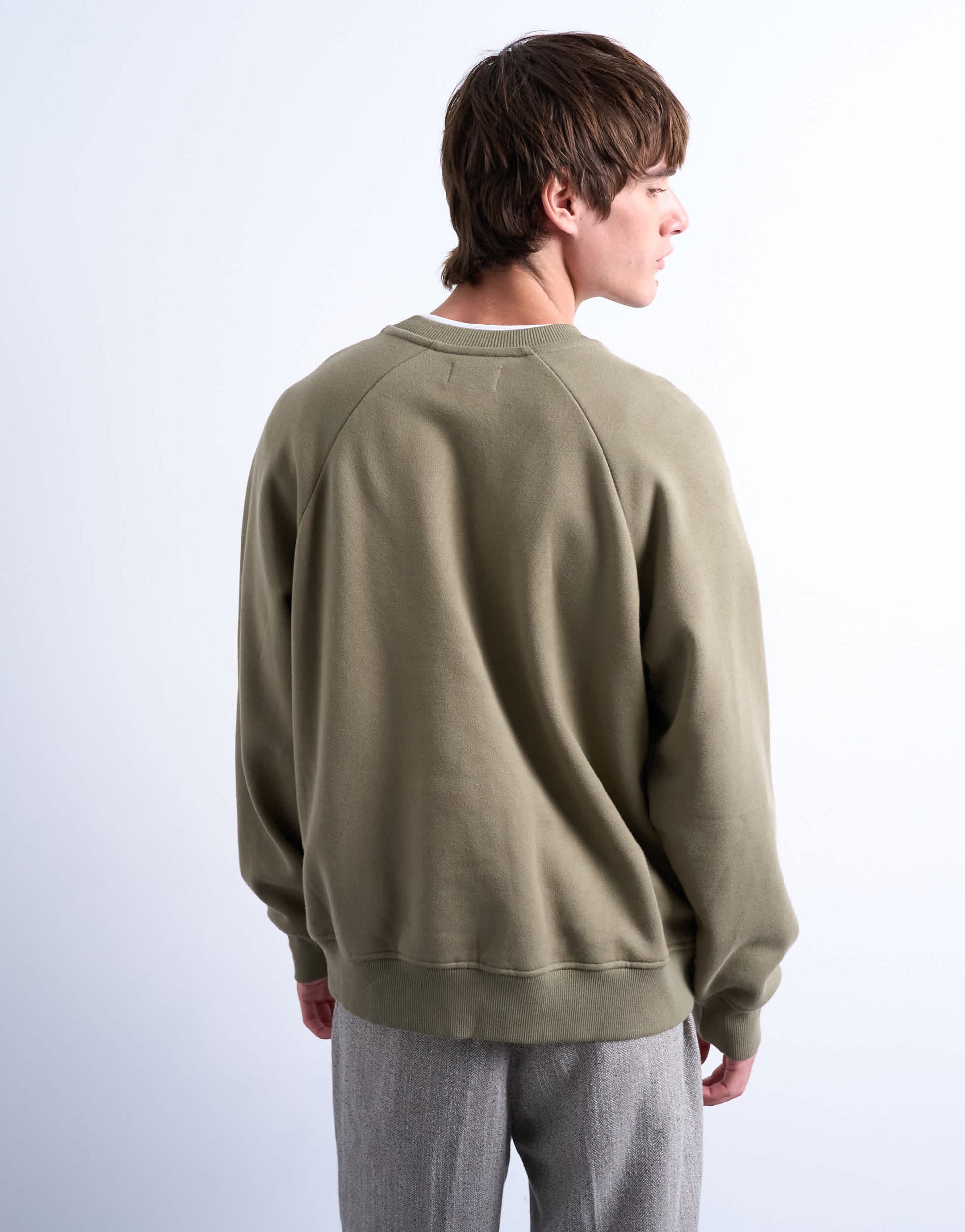 Topman boxy fit raglan sweatshirt in khaki