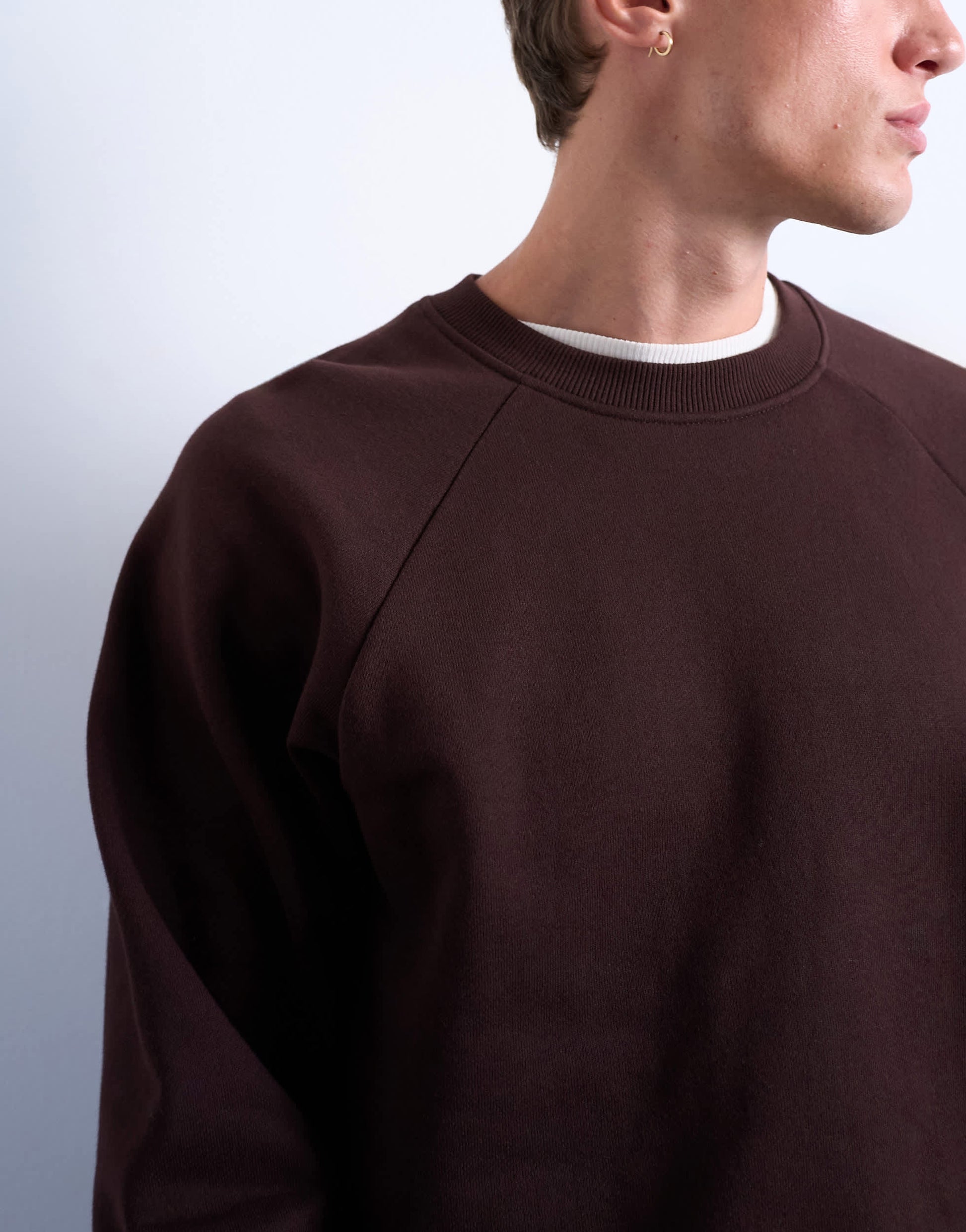 Topman boxy fit raglan sweatshirt in brown