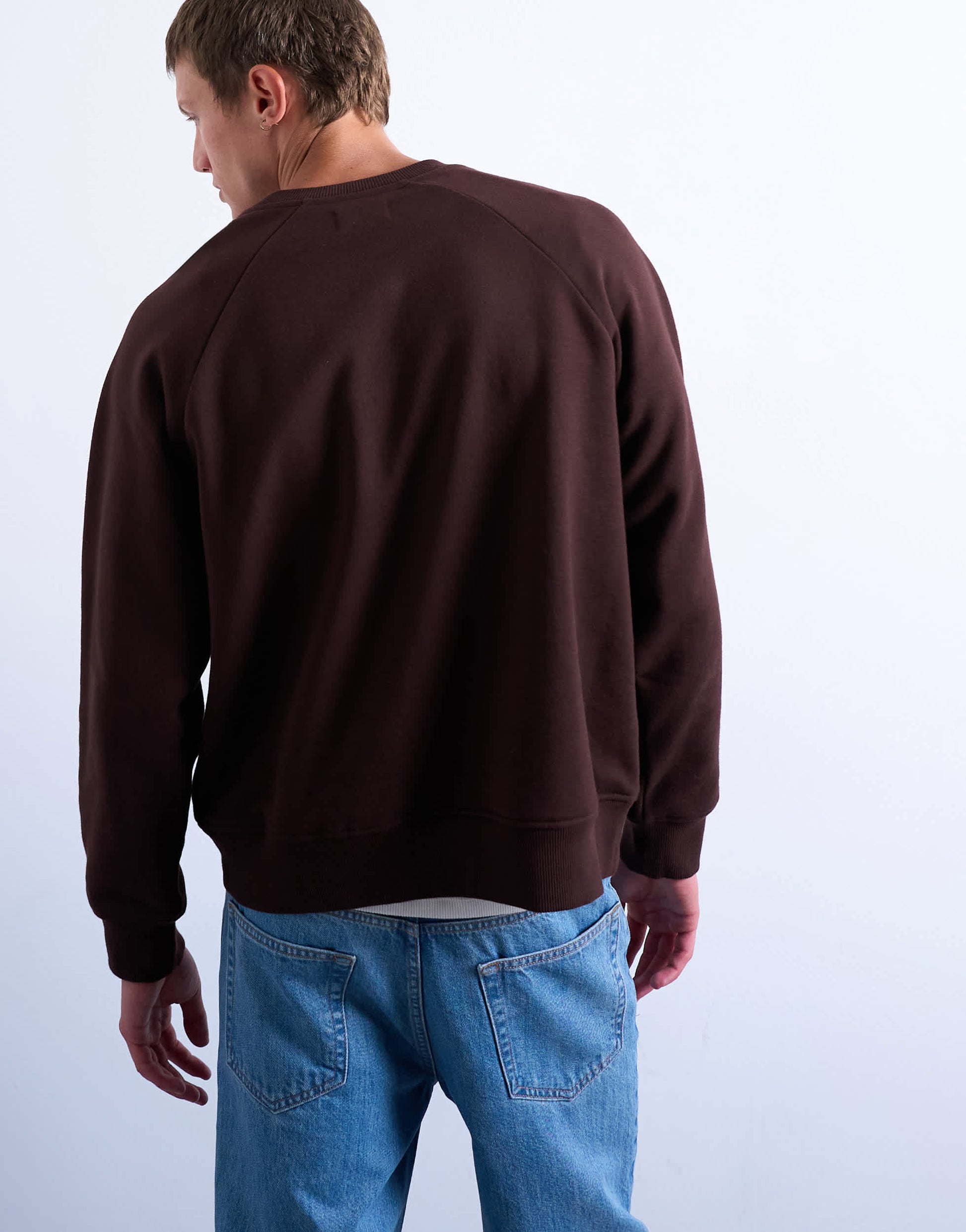 Topman boxy fit raglan sweatshirt in brown