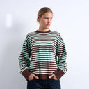 Topshop stripe oversized deep cuff sweat in mint and chocolate