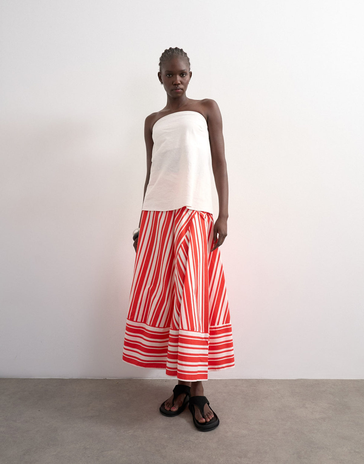 Topshop full circle cut about maxi skirt in red and white stripe