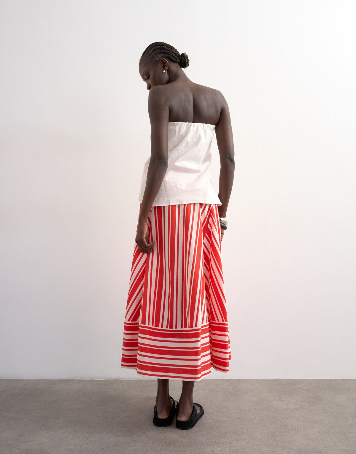 Topshop full circle cut about maxi skirt in red and white stripe