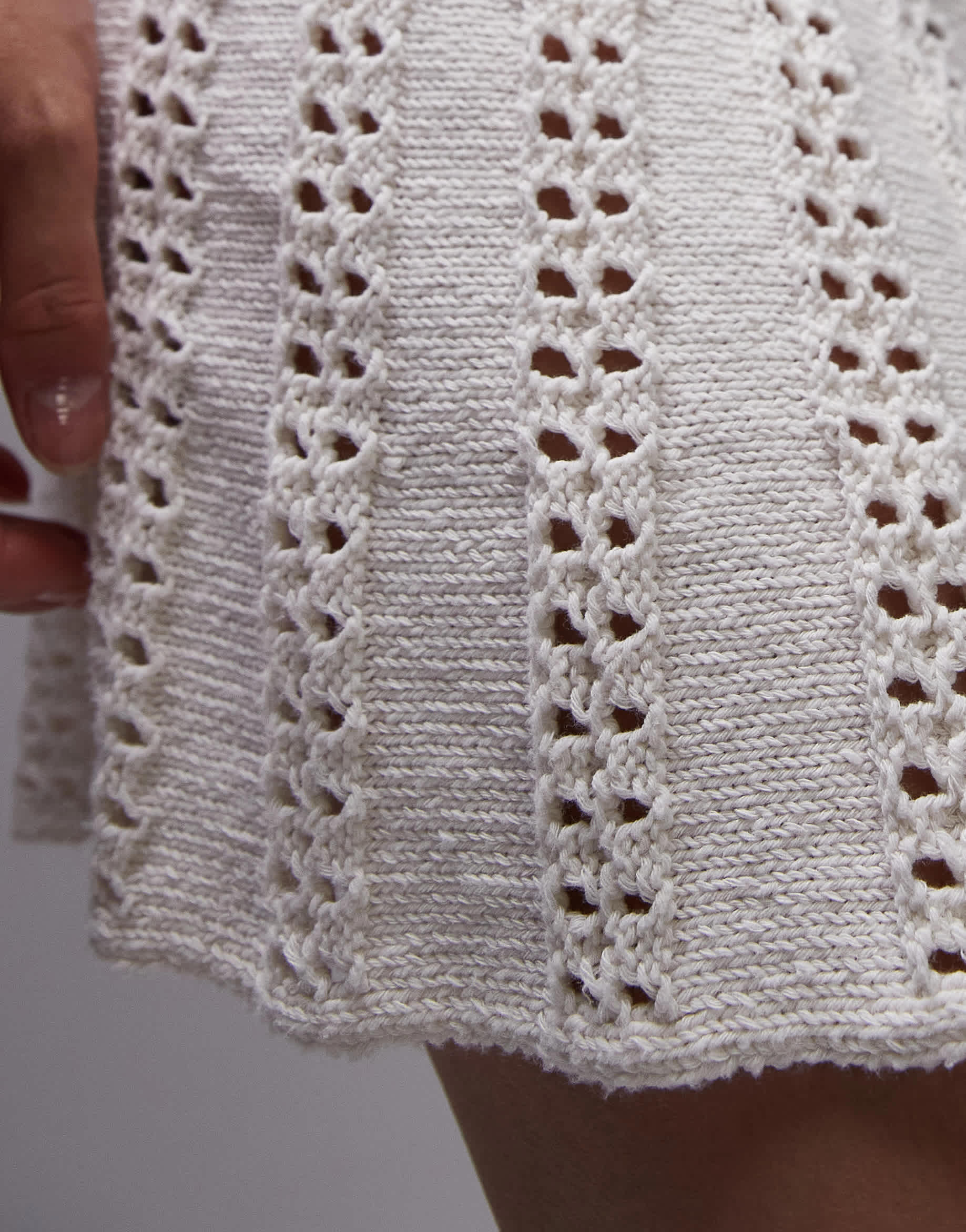 Topshop knitted flippy mini skirt in cream