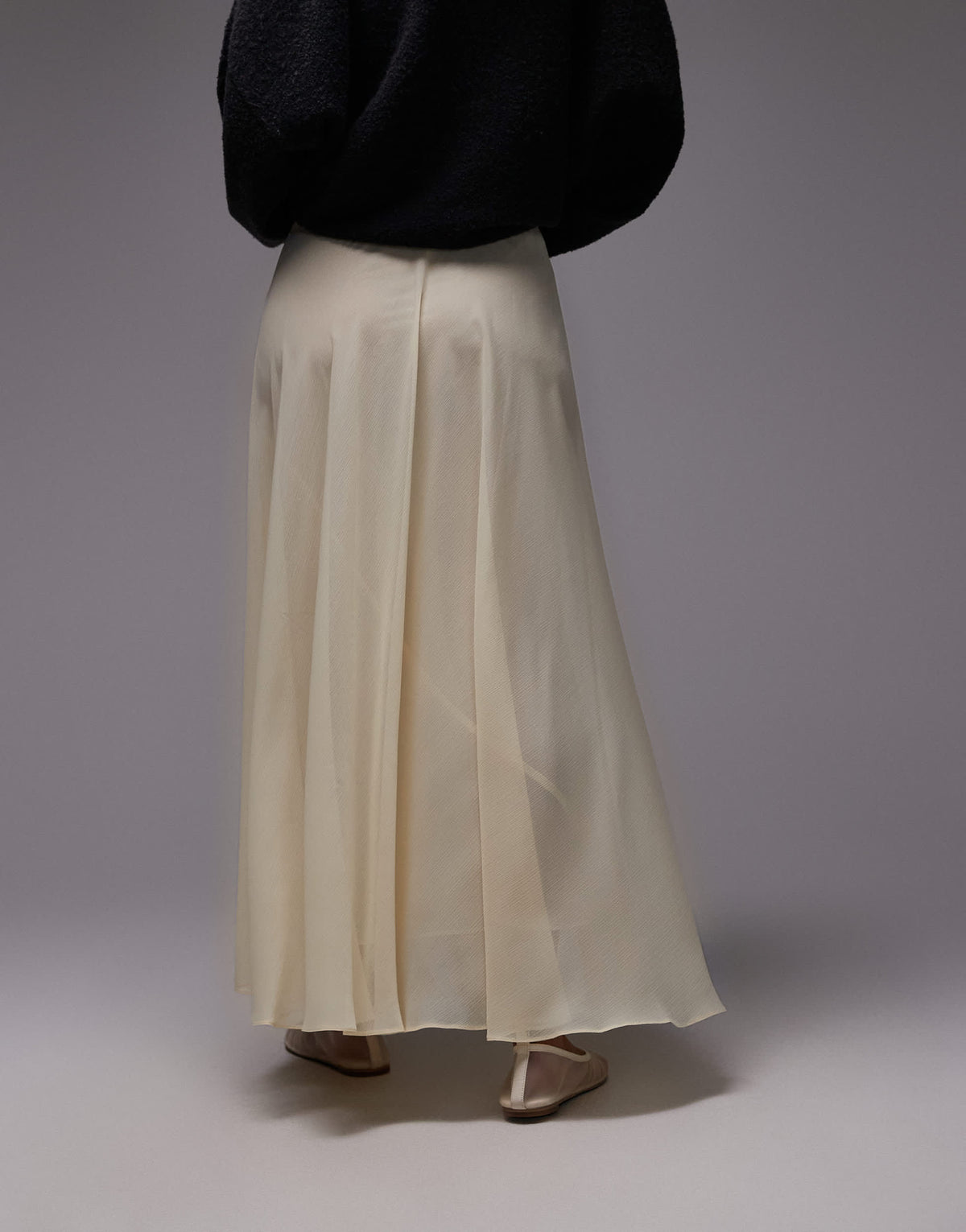 Topshop sheer full circle chiffon skirt in buttermilk