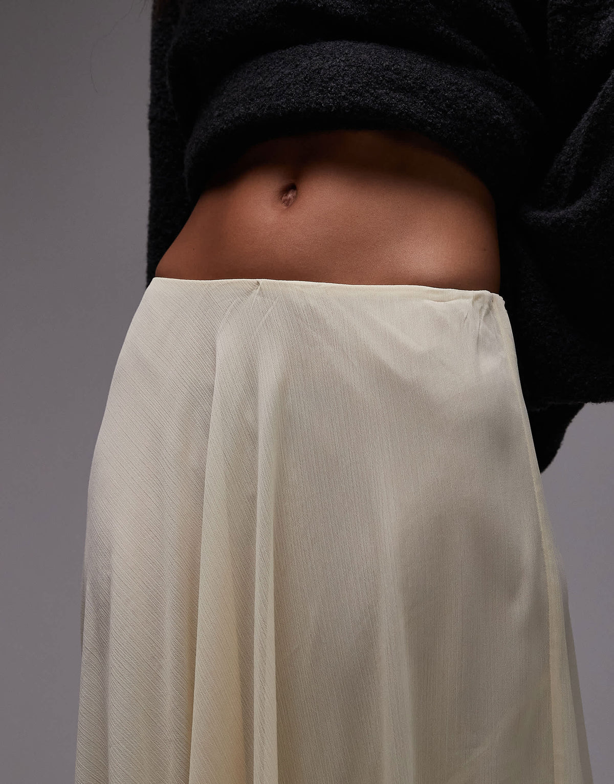Topshop sheer full circle chiffon skirt in buttermilk