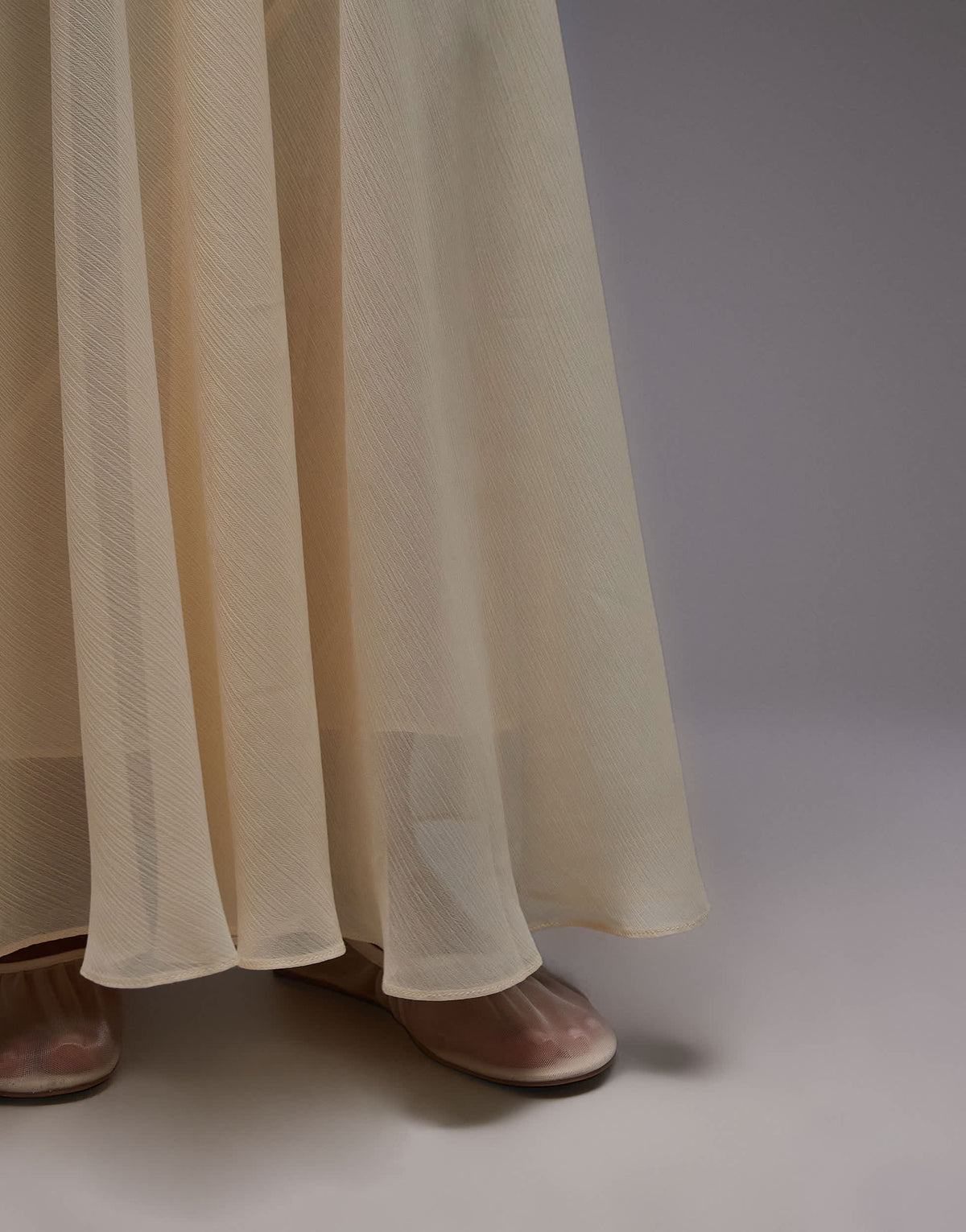 Topshop sheer full circle chiffon skirt in buttermilk