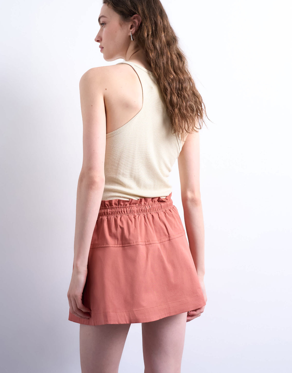 Topshop elasticated waist mini skort in rust
