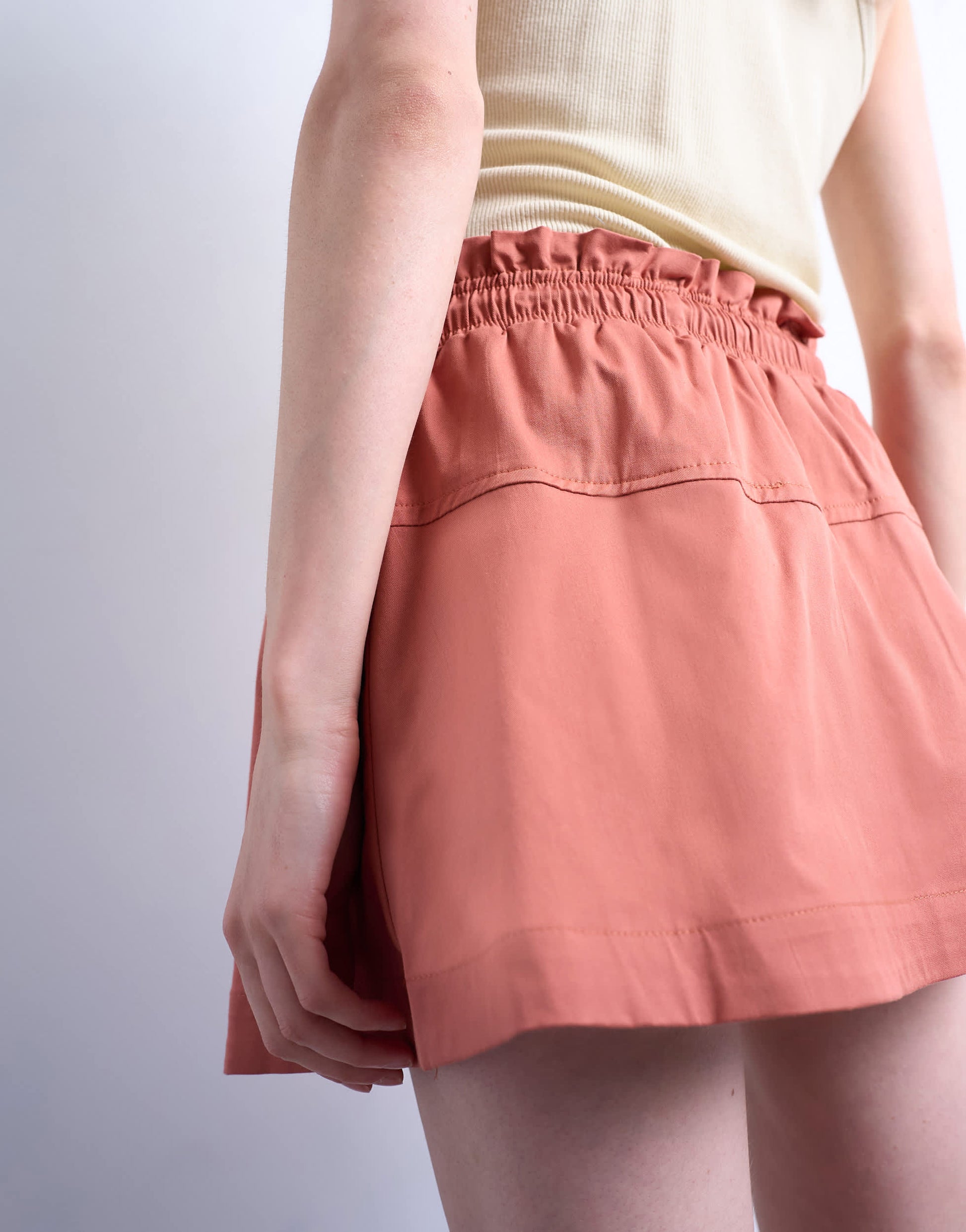 Topshop elasticated waist mini skort in rust