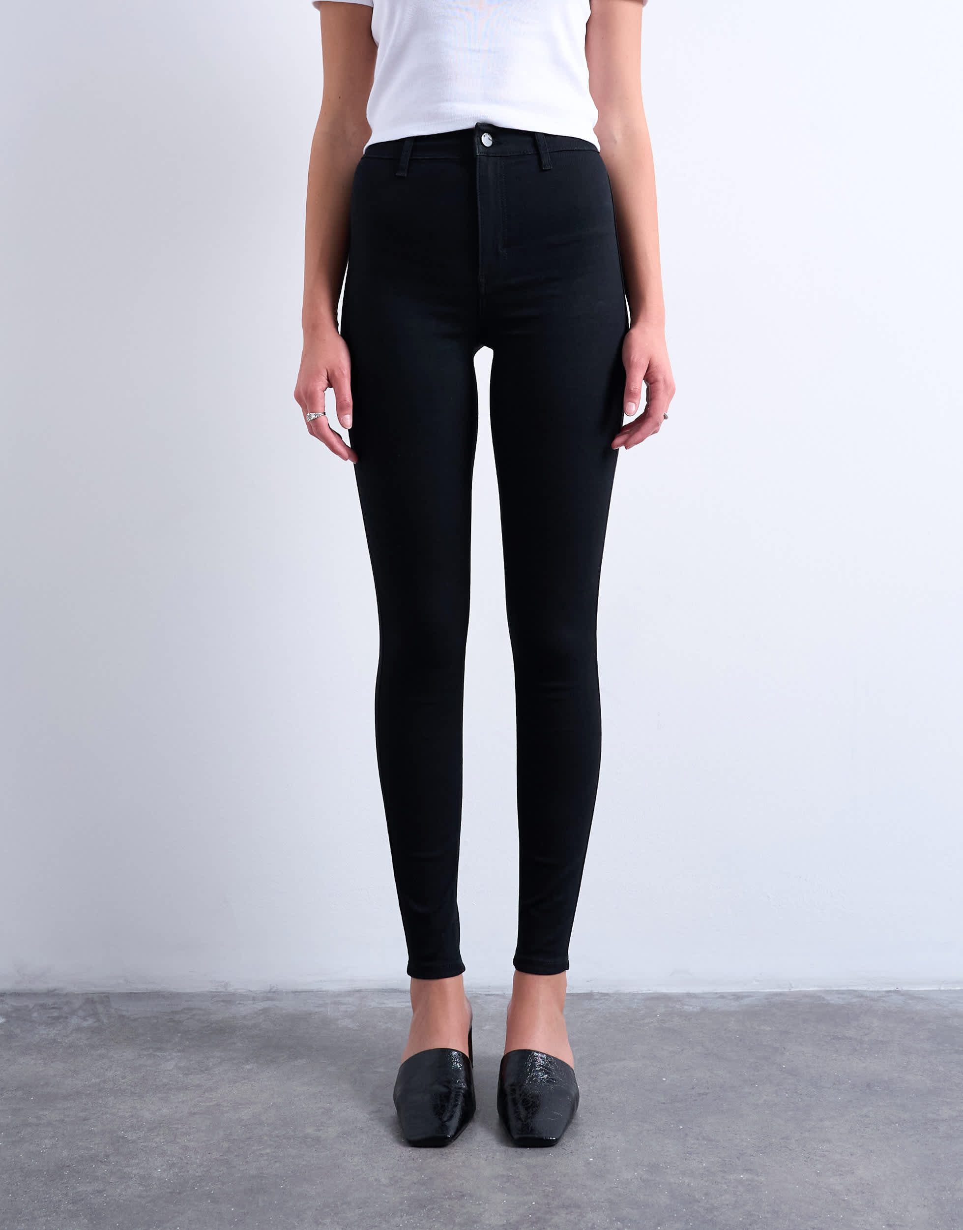 Topshop Joni skinny high rise jean in black