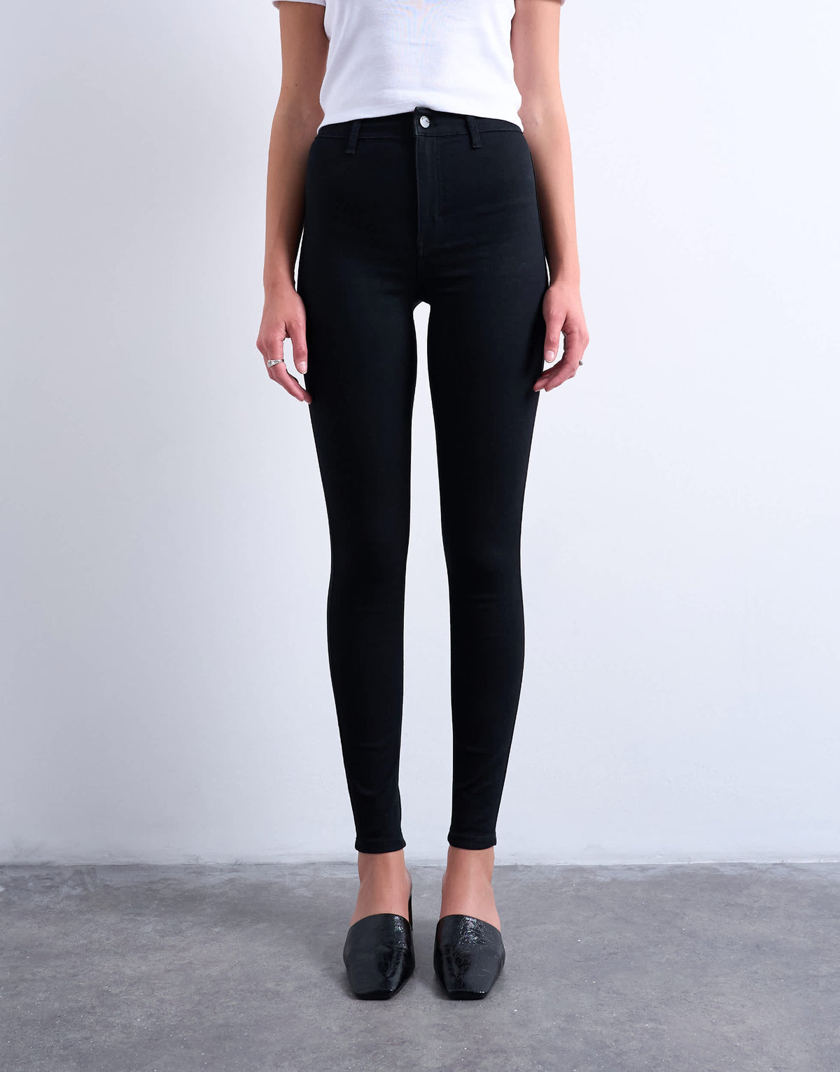 Topshop Joni skinny high rise jean in black