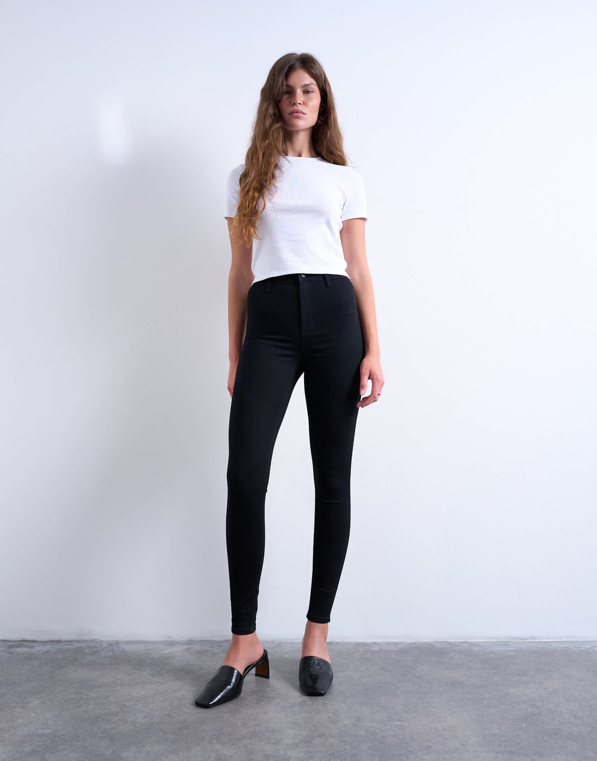 Topshop Joni skinny high rise jean in black